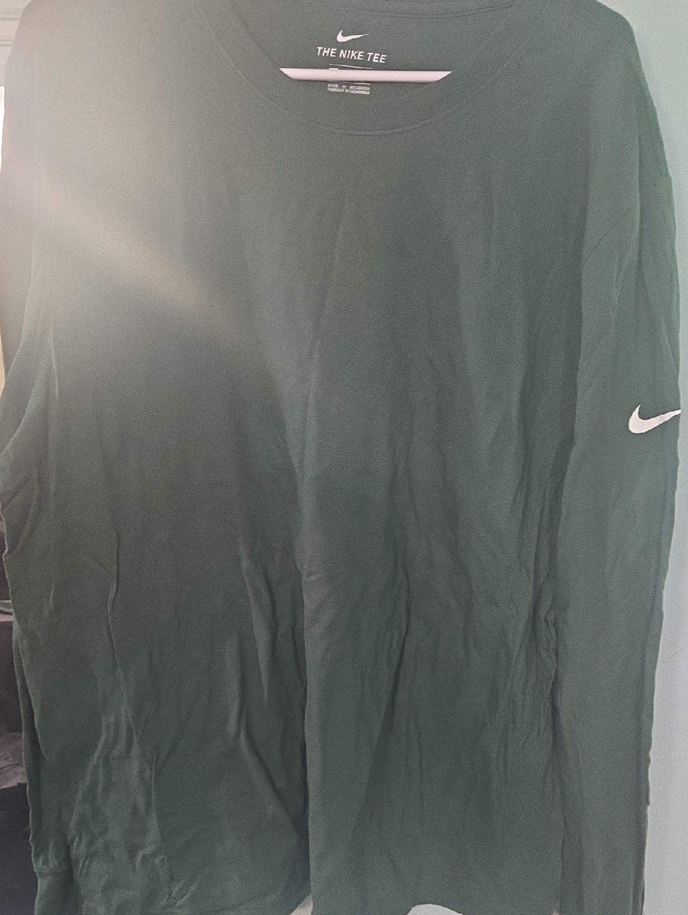 Nike Men’s Long Sleeve Tee - Dark Green with White Swoosh